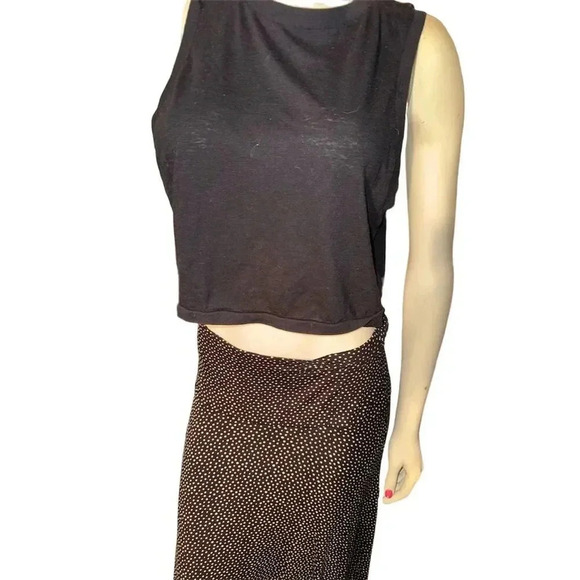 Women's Black & White Polka Dot Maxi Skirt Size M Casual Long Stretchy Wide Band - Picture 3 of 11